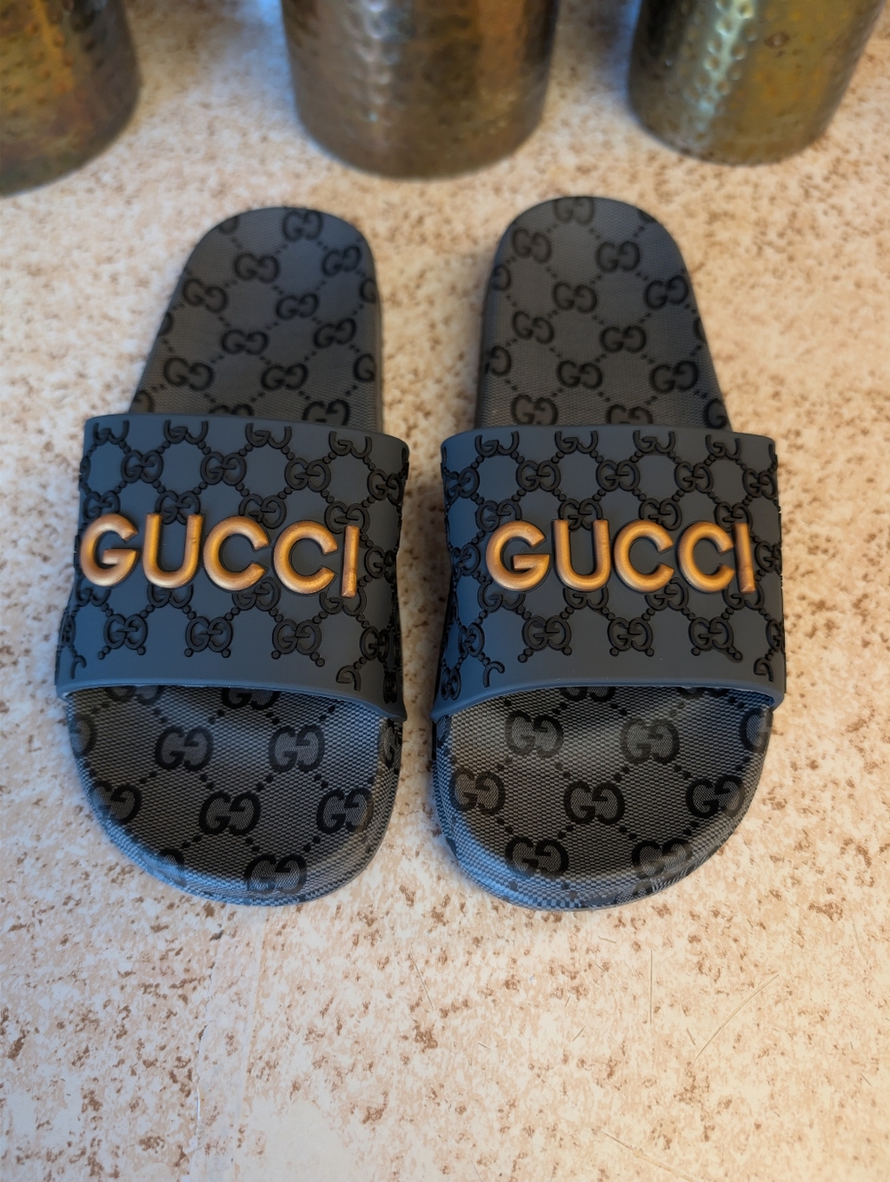 Women's Fashion Pool Slides - NAVY Size 43 (10.5-11)